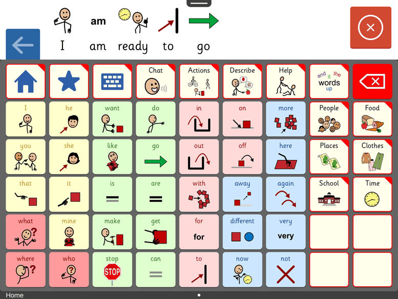 SymbolStix images used in a communication grid within the Clicker Communicator AAC app