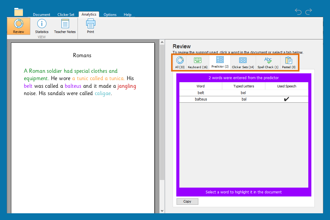 Clicker 8 Use Clicker Analytics Crick Software